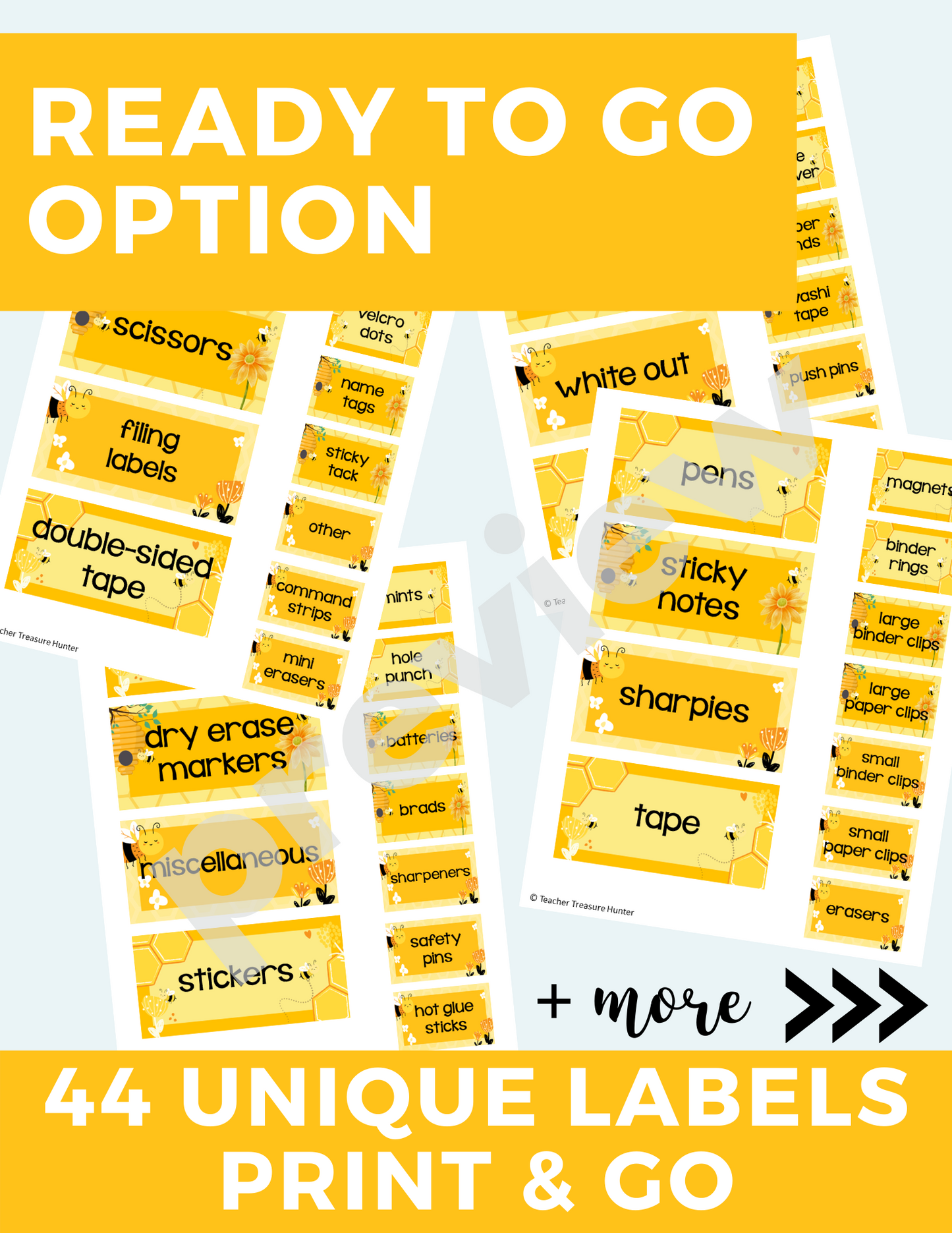 Bee themed Teacher Toolbox for organizing small supplies