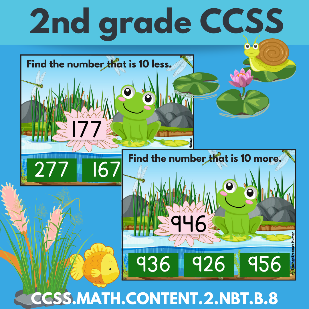 Math task cards for 2nd grade | 10 more & 10 less NBT.B.8
