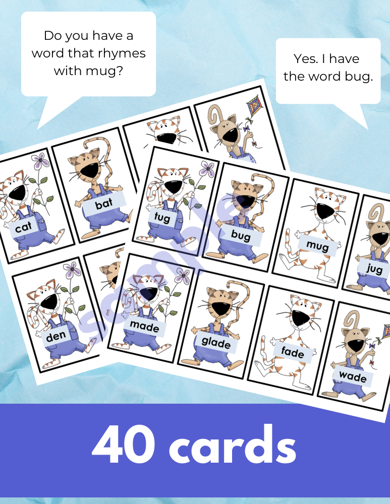 Short and long vowel Rhyming words game 1st grade | Cool Cats Rhyming Game