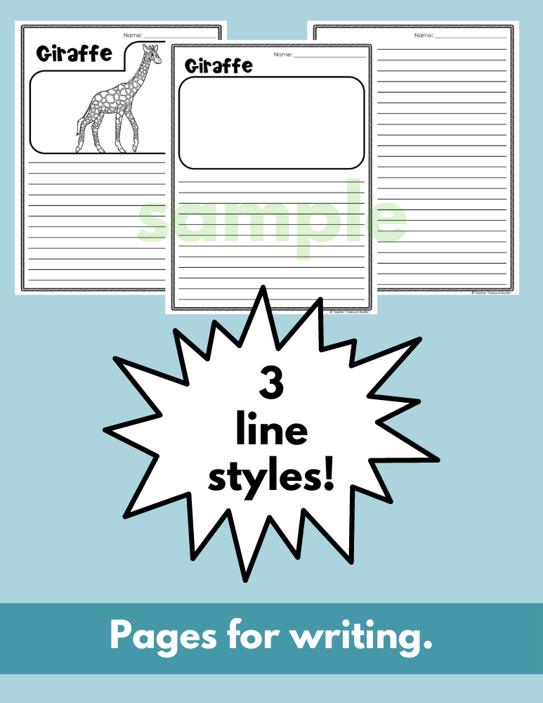 Giraffe African Savanna habitat Read Write Color activity for K, 1st, 2nd grade