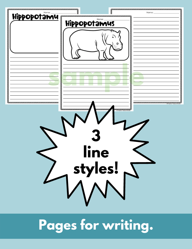 Hippo African Savanna habitat Hippopotamus Facts Read Write Color activity