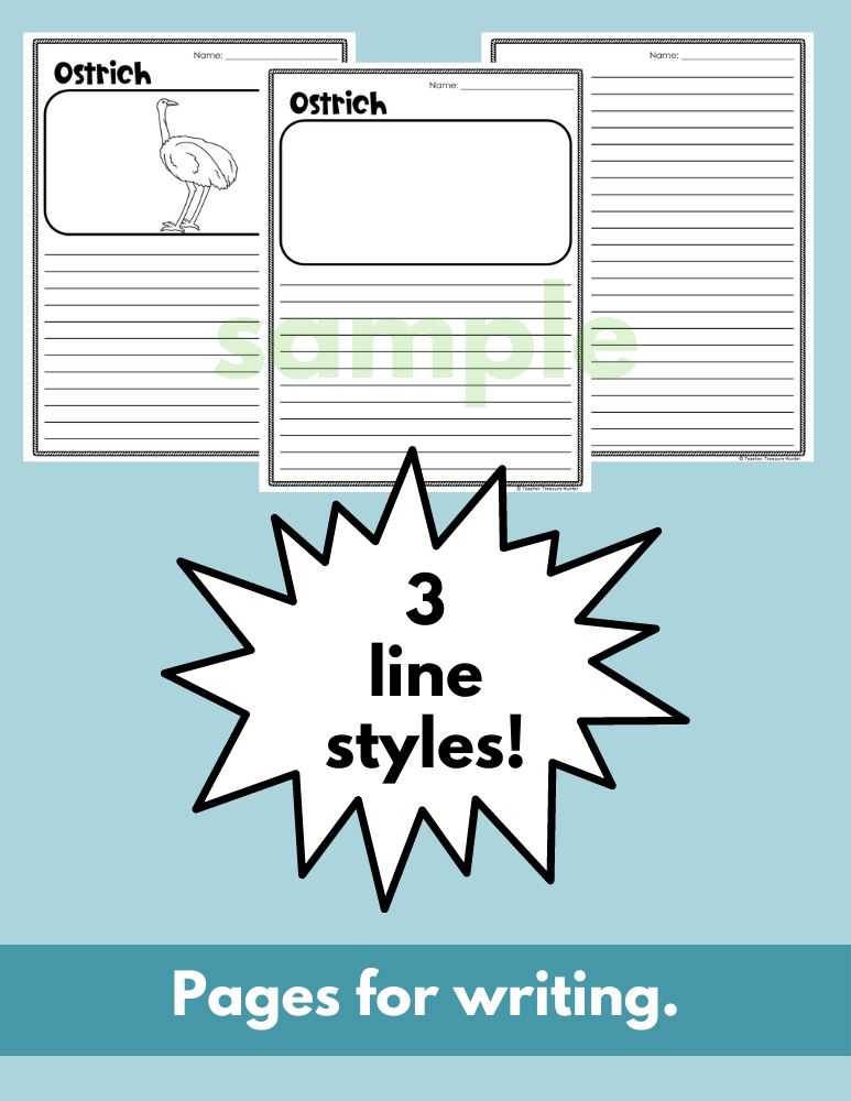 Ostrich Read Write Color African animal writing activity