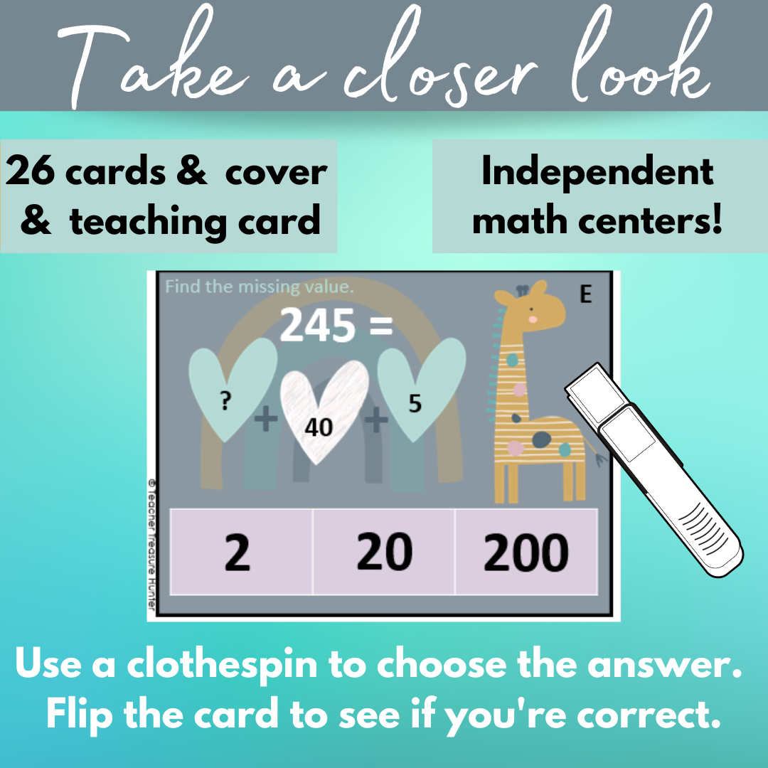 Giraffes Galore math place value task cards