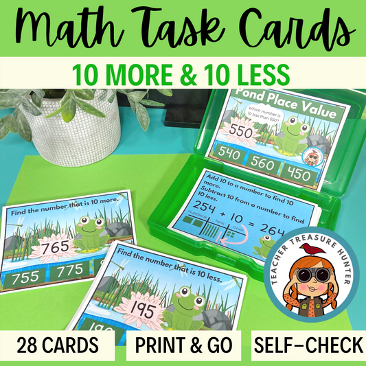 Math task cards for 2nd grade | 10 more & 10 less NBT.B.8