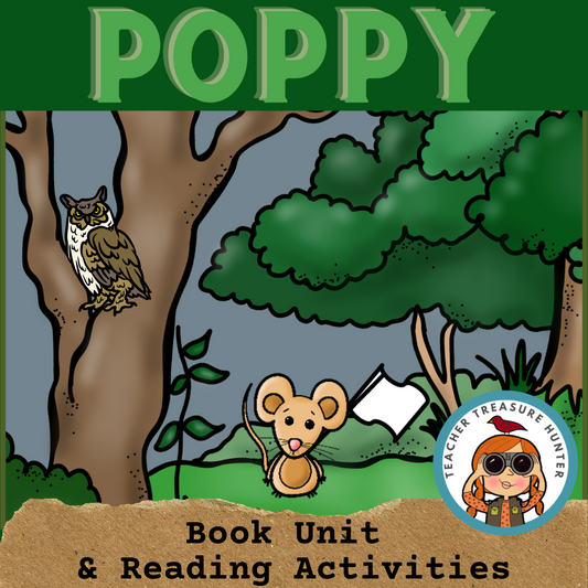 Poppy by AVI book unit with comprehension, crossword puzzle activity, author study