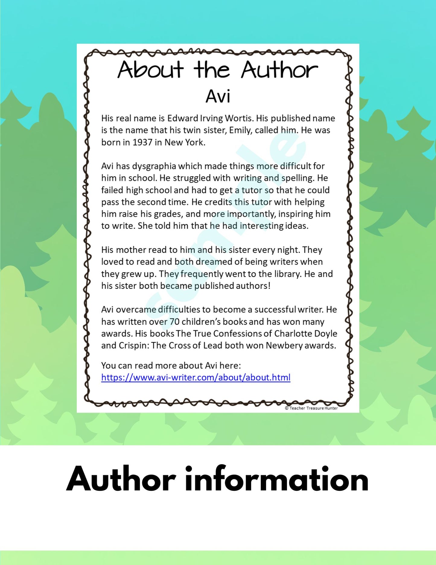 Poppy by AVI book unit with comprehension, crossword puzzle activity, author study