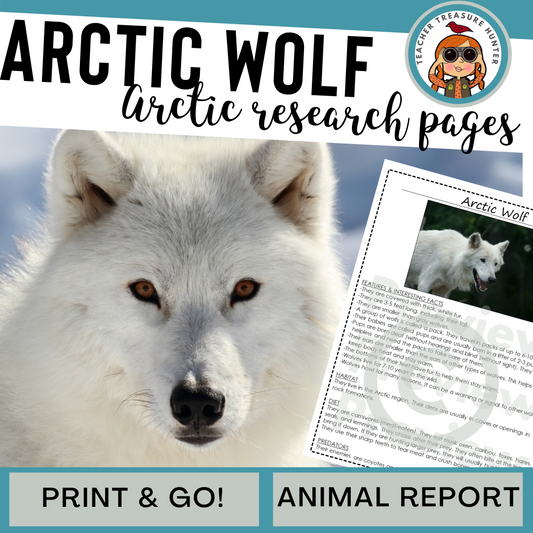 Arctic Wolf Animal Research Pages for research and writing animal reports