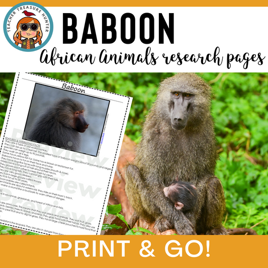 Baboon African Animal Research Information Pages for animal research paper