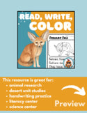 Fennec Fox Read Write Color teaching resource
