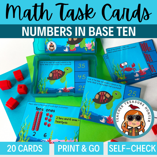 Ocean Math Place Value for 2-digit numbers with base ten blocks