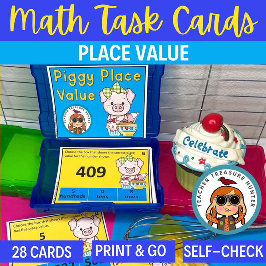 Piggy Place Value math task cards
